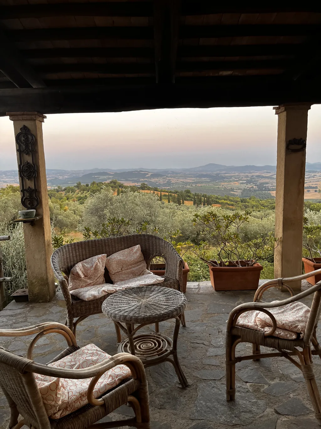 The Casaletto’s patio, looking over the valley